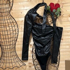 Black One Shoulder Bodysuit